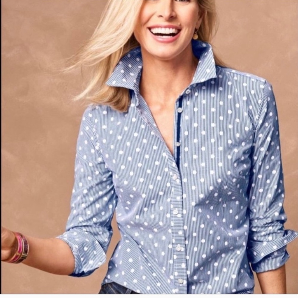 Talbots Plus Size Petites Button Down Blouse Stri… - image 1